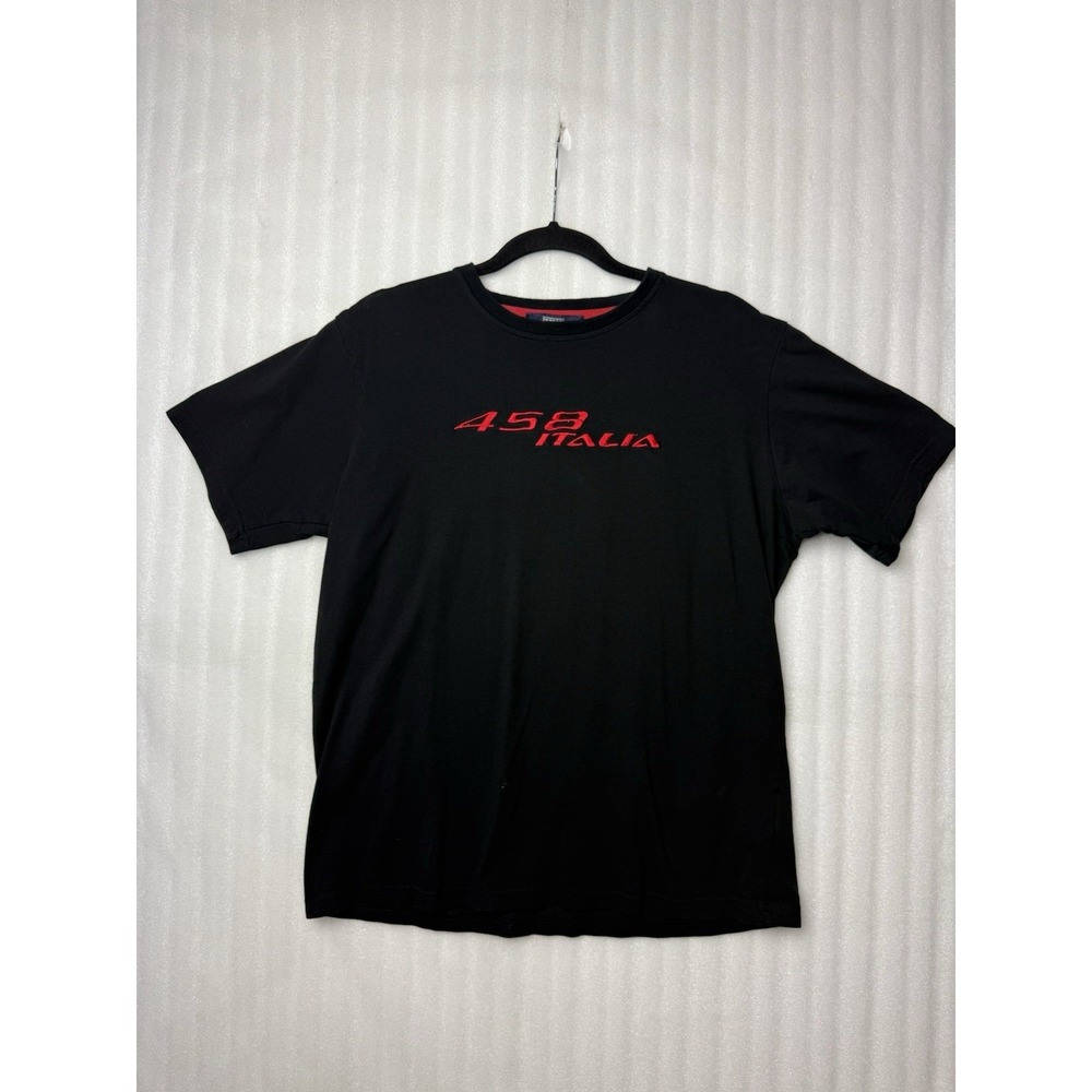 Ferrarri 458 Italia Officially Licensed Embroidered T-Shirt Men's L Black Red